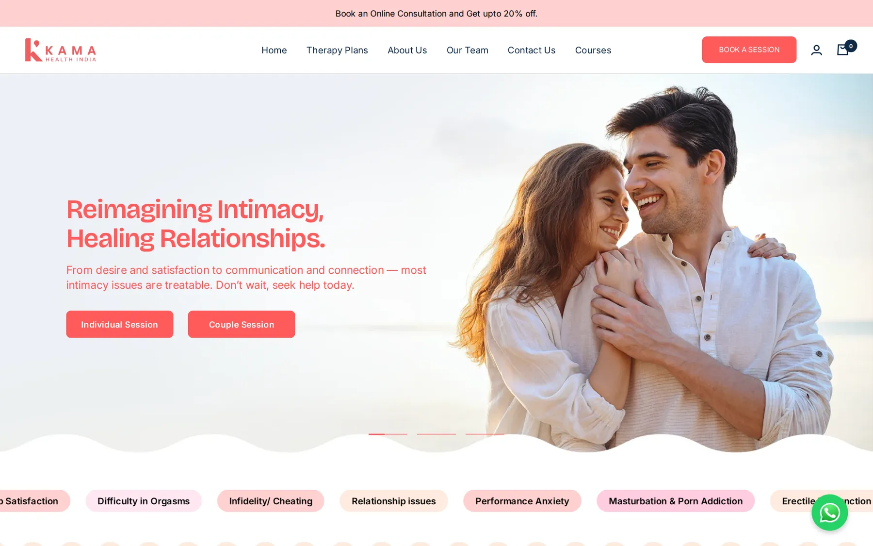 Kama Health India website homepage