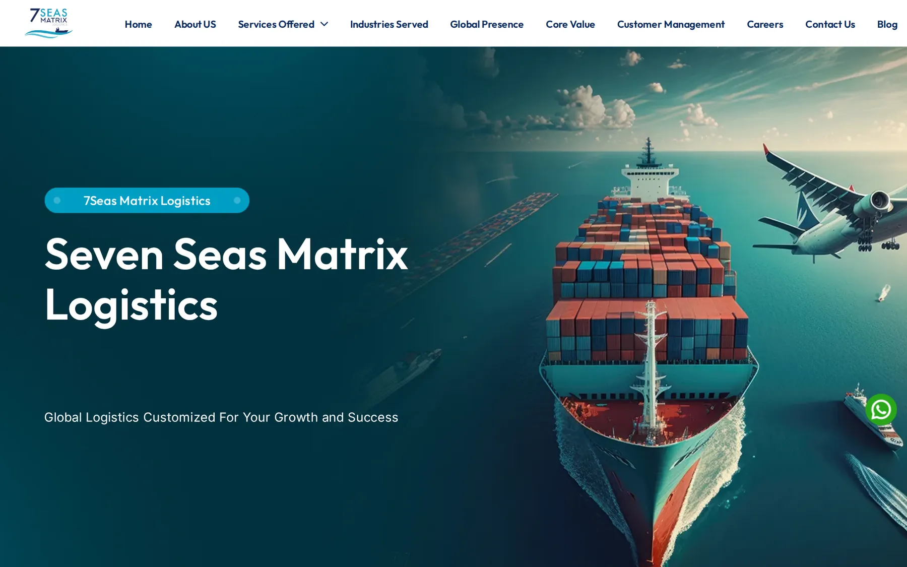 7 Seas Matrix Logistics website homepage