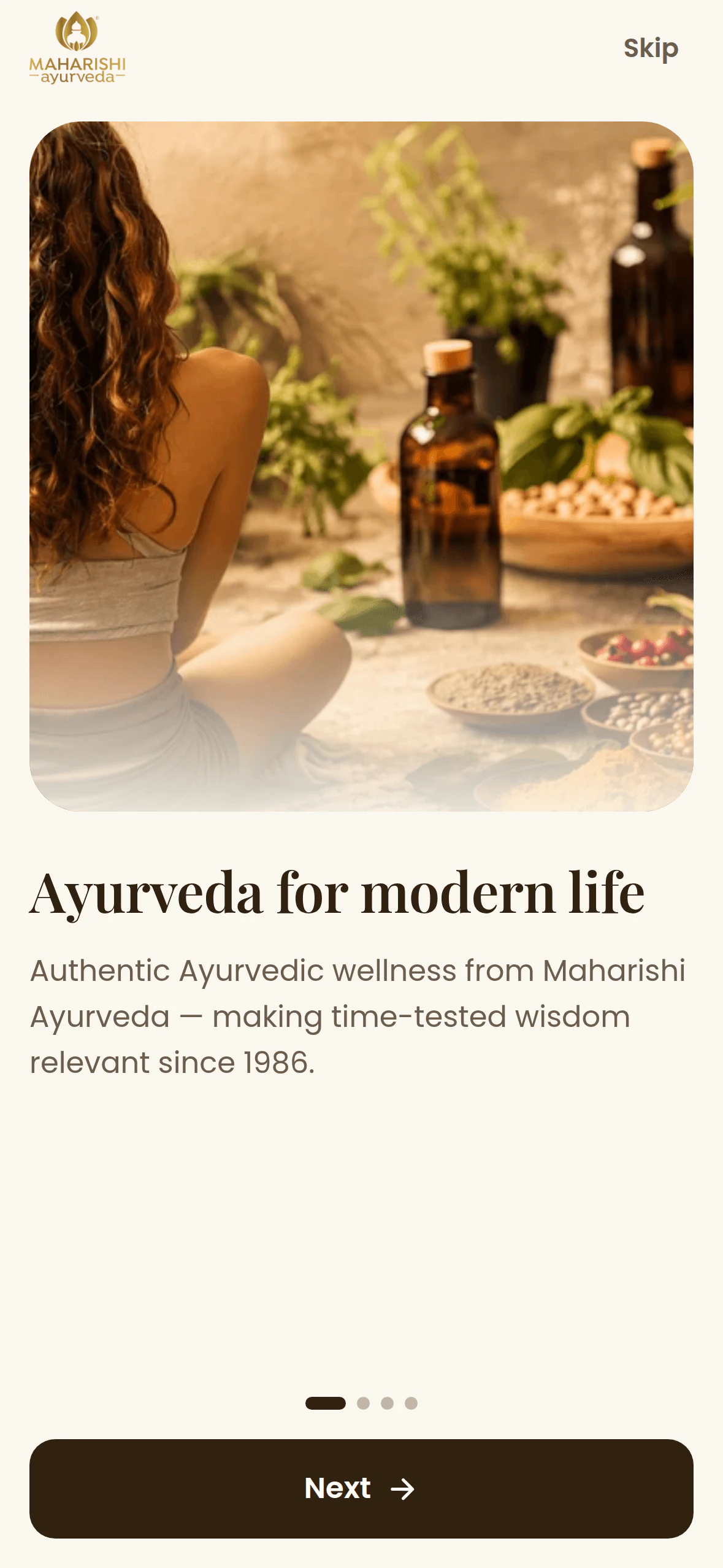Maharishi Ayurveda: Onboarding. Ayurveda for modern life.