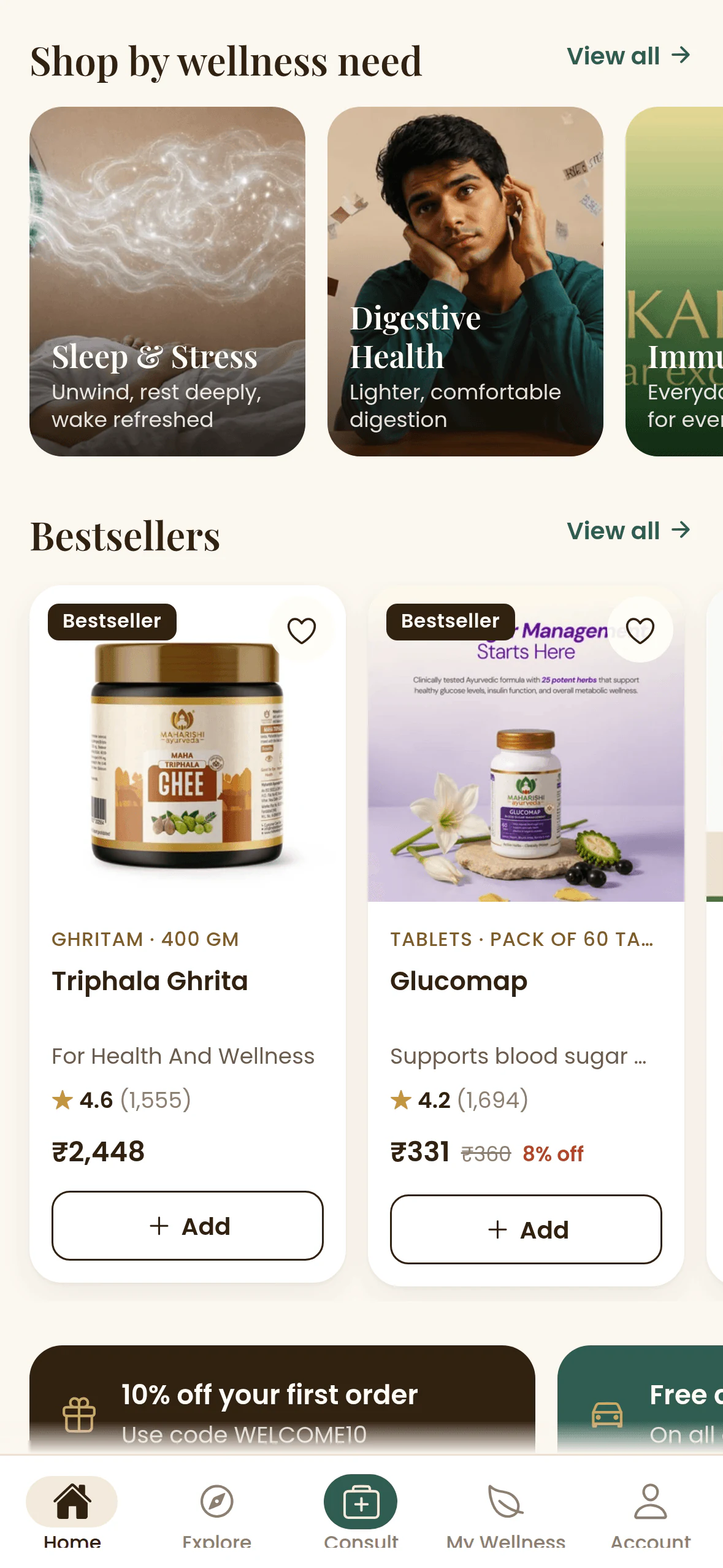 Maharishi Ayurveda: Recommended. Bestsellers and offers by wellness need.